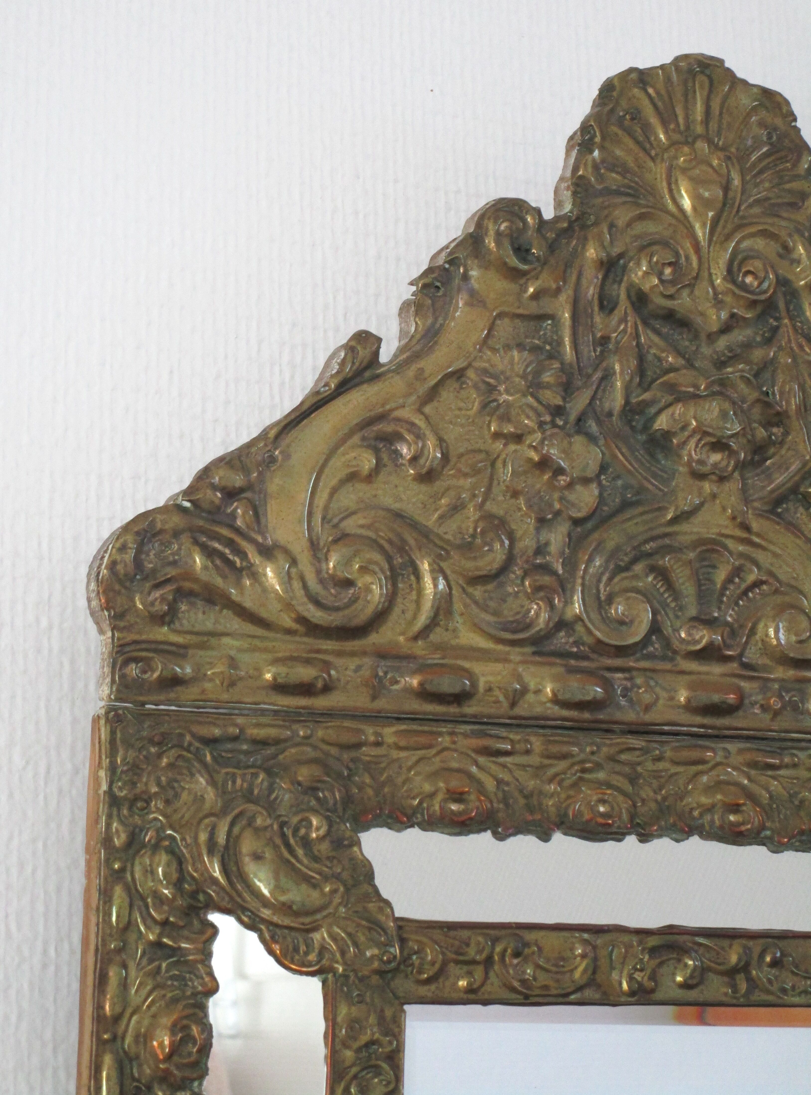 Repulsed brass parecloses mirror early 20th 36 cm x 66 cm
