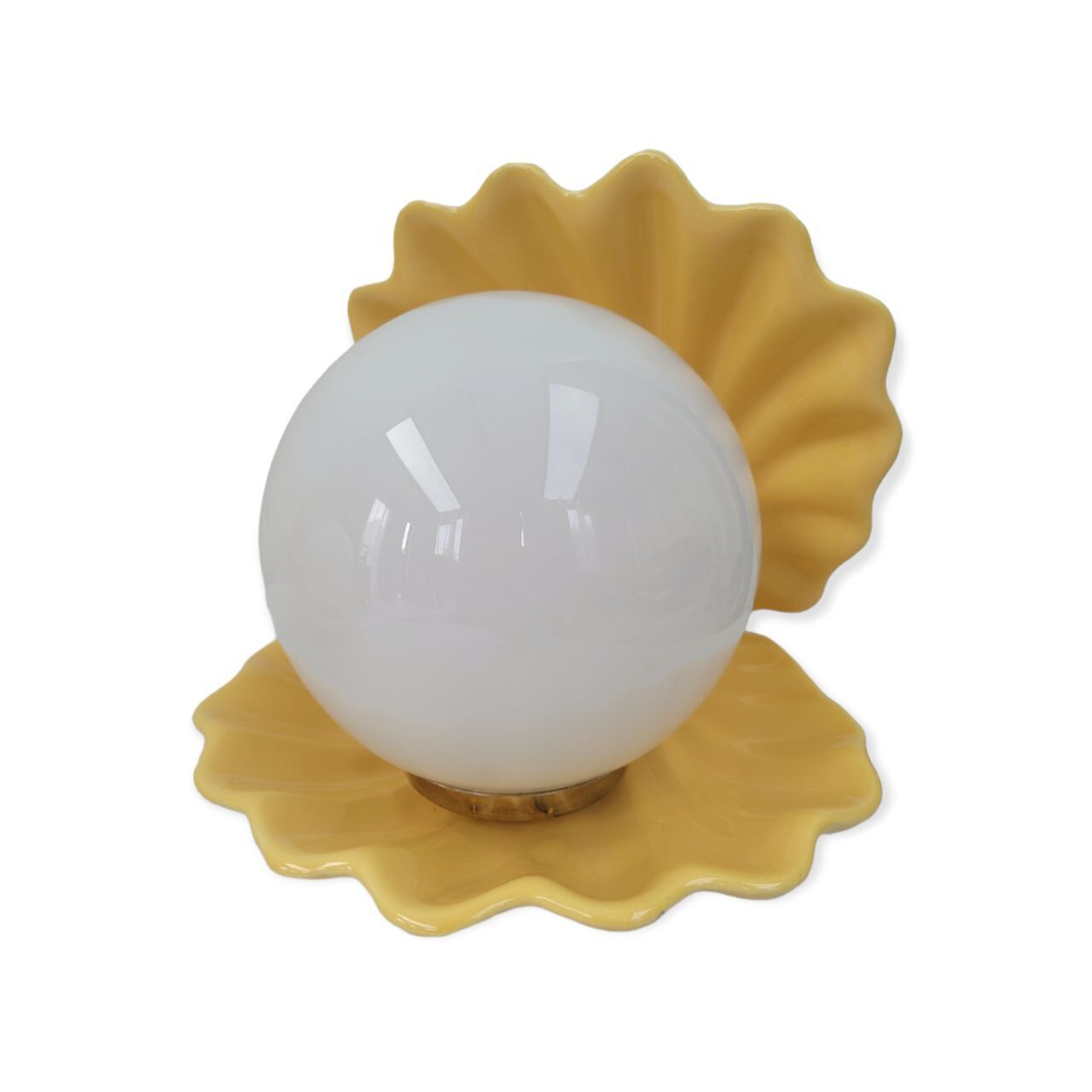 Vintage lamp shell yellow ceramic 70s