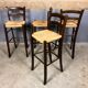Tabouret de bar 4x vintage jonc brocante