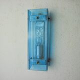 Veca blue wall light, beveled glass, italy 1970