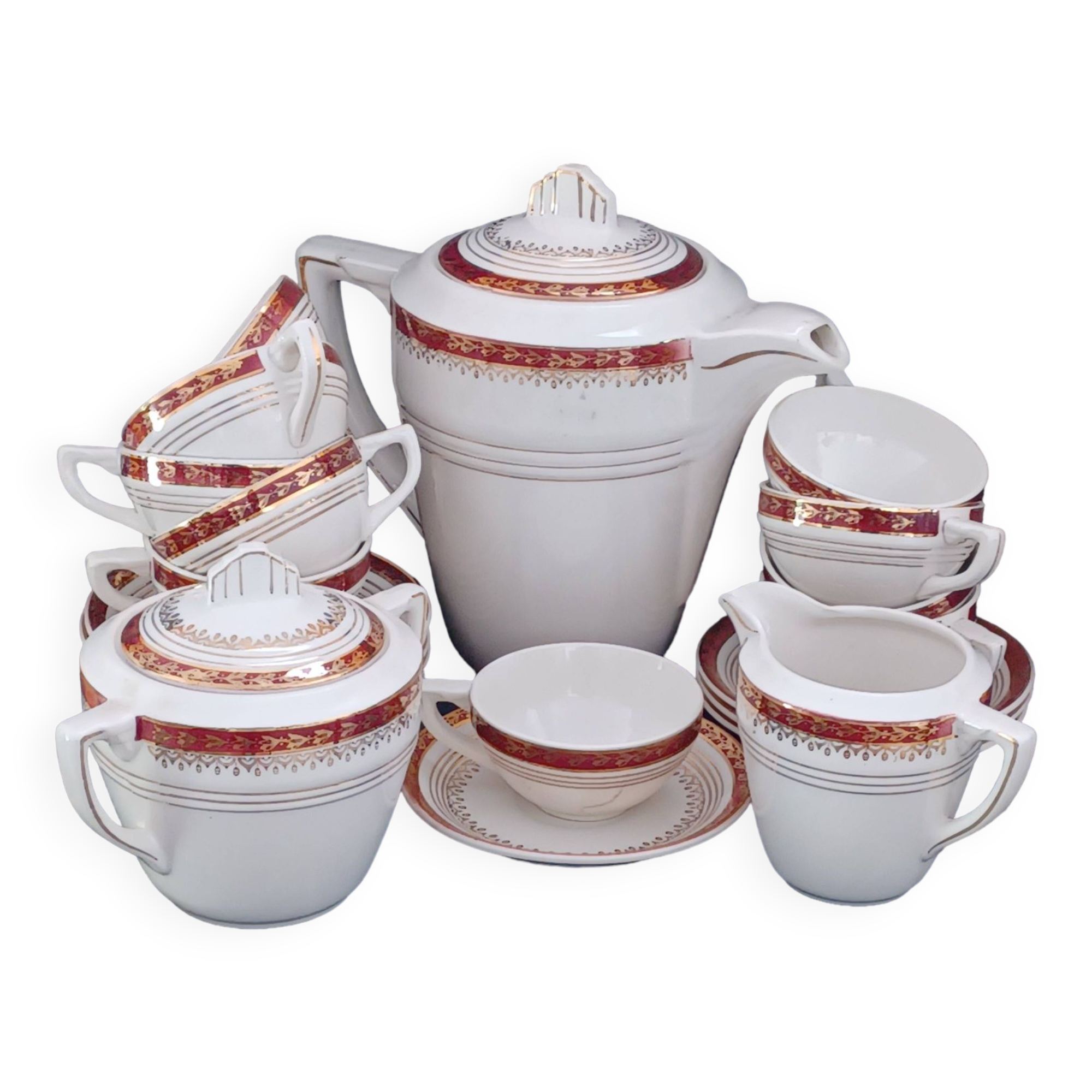 Vintage coffee service. semi porcelain. 11 pers.