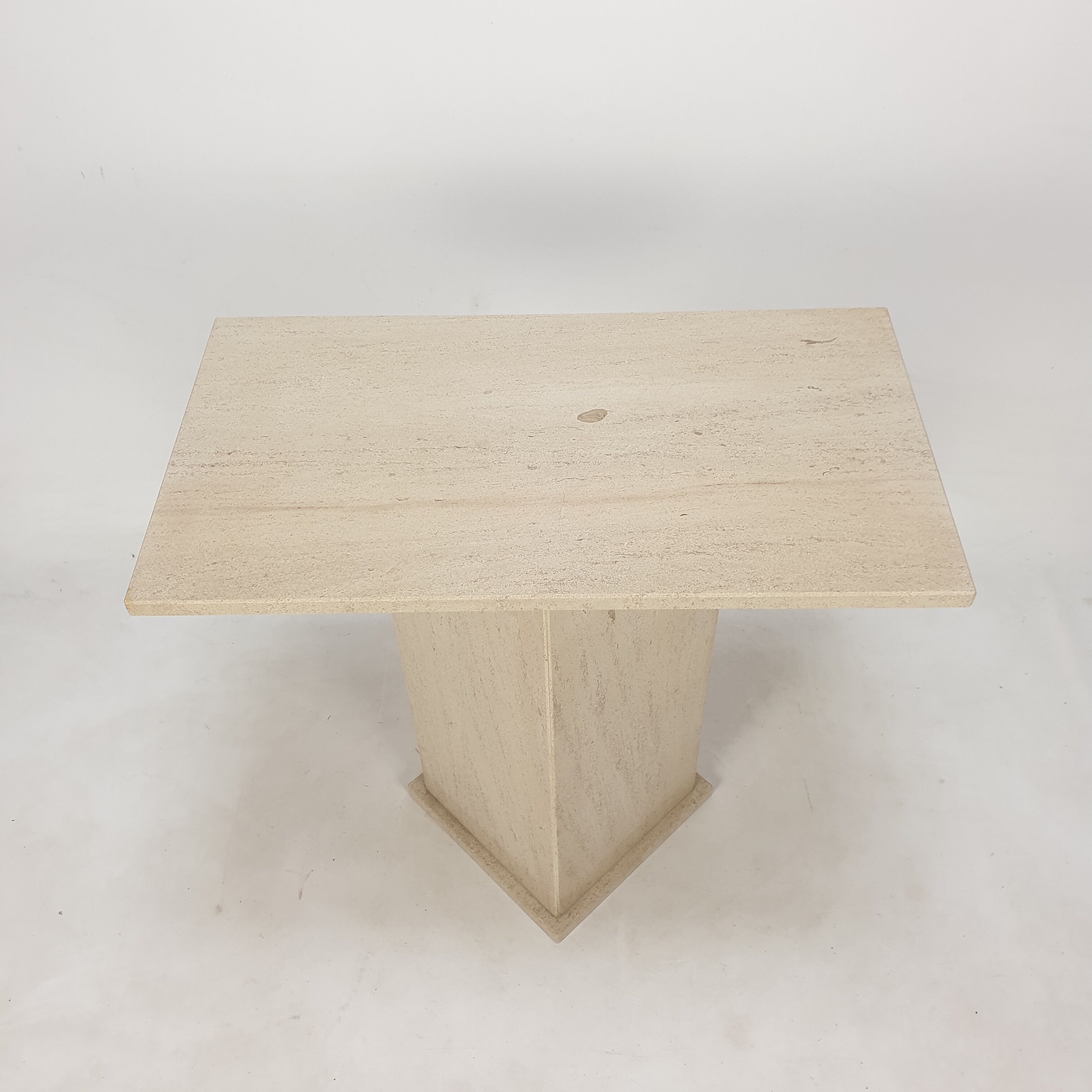 Italian Travertine Side Table or Pedestal, 1980s