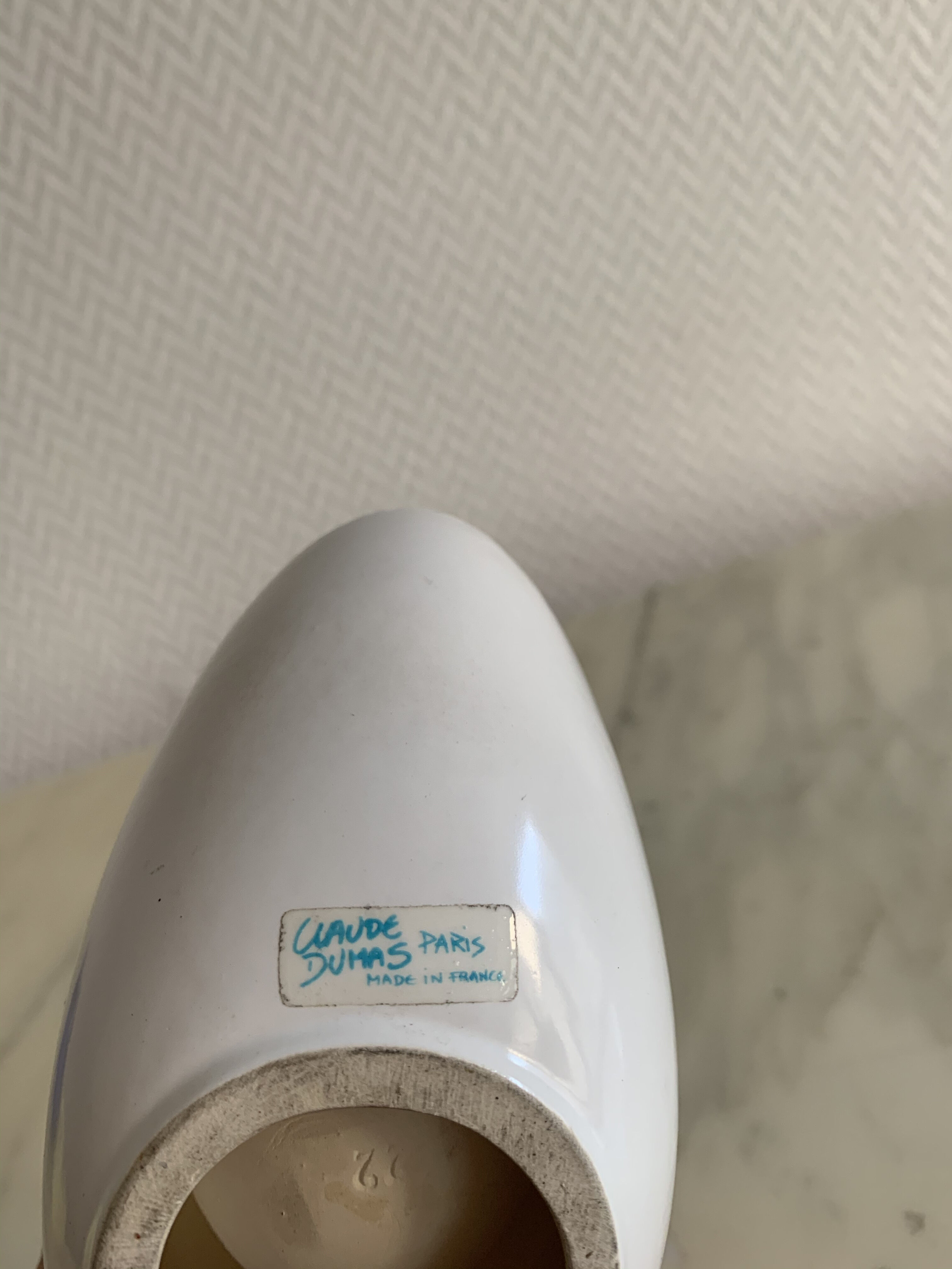 Claude Dumas white ceramic ashtray