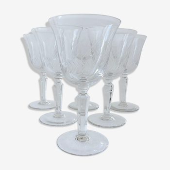 Suite of six crystal standing glasses