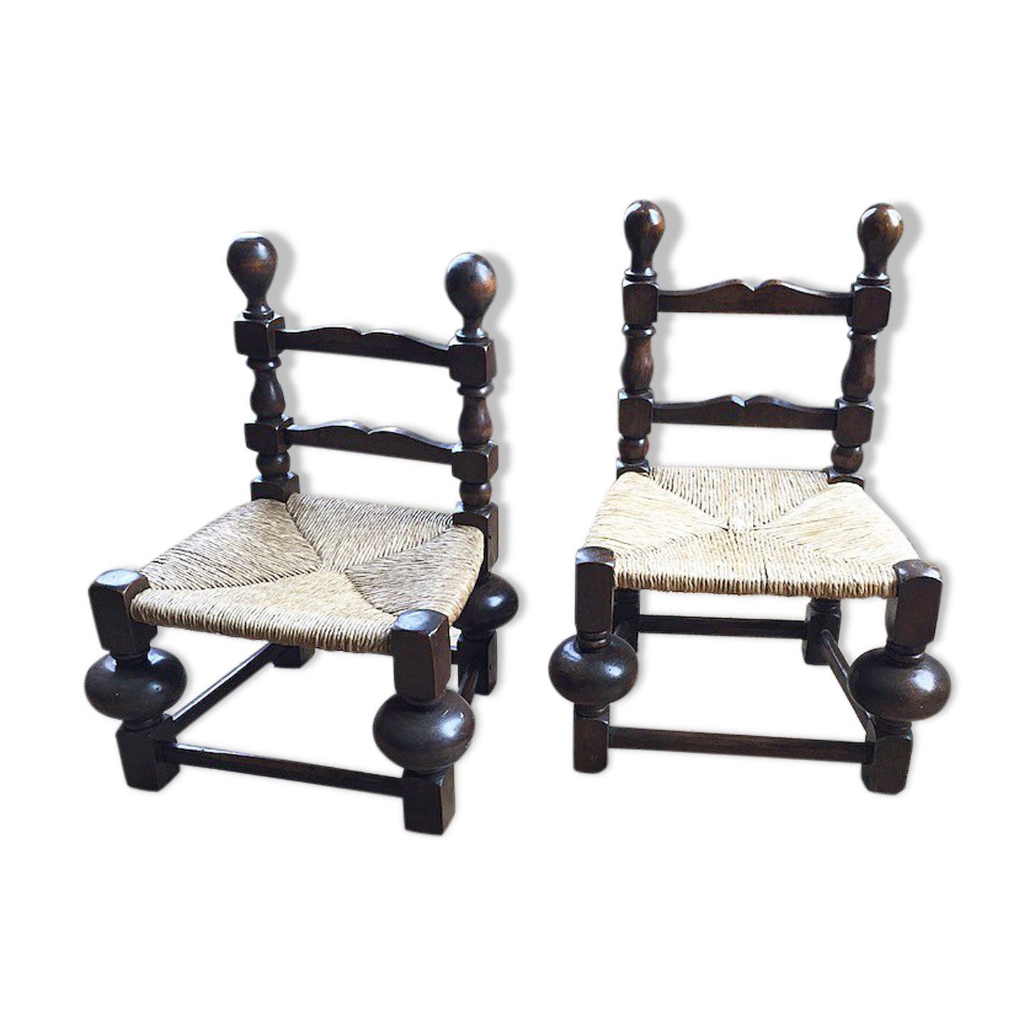 Pair of straw chairs