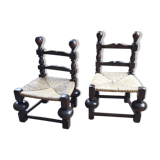 Pair of straw chairs