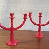 Pair of 3-branch candlesticks - Scandinavian style