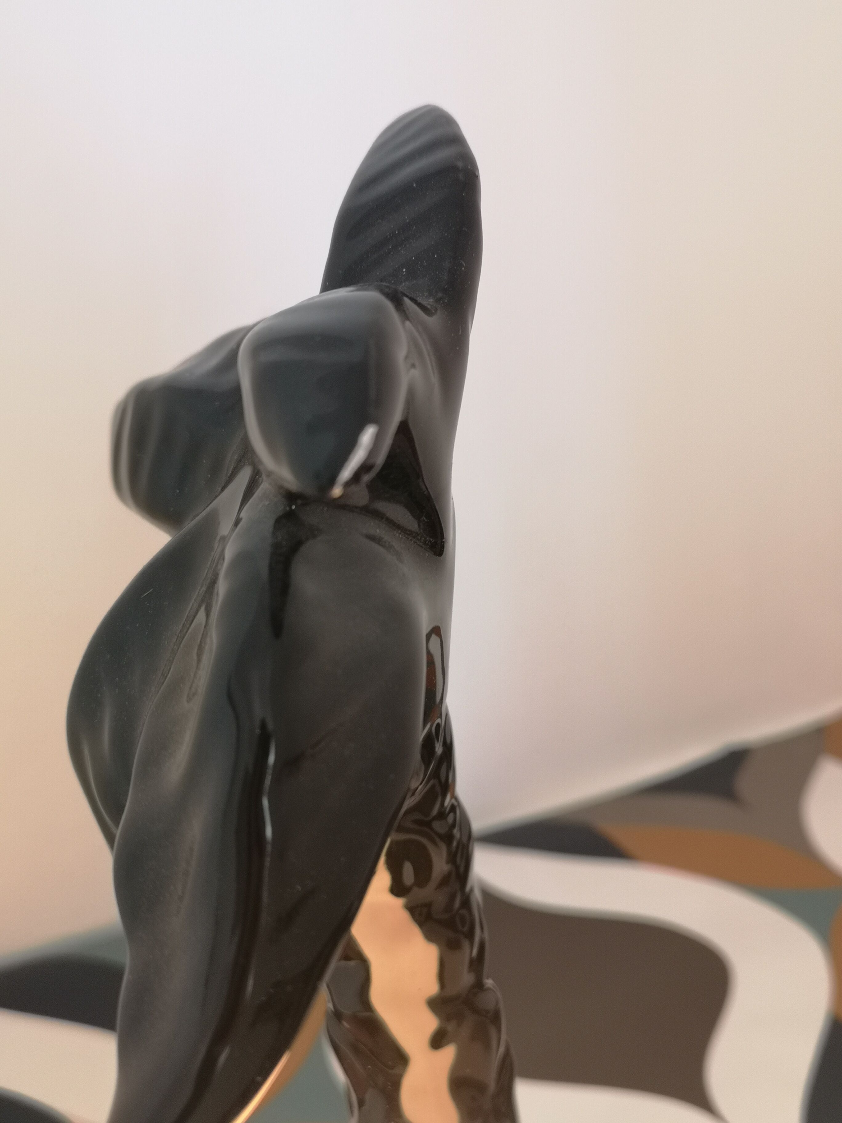 Lamp black palm in ceramic and opaline year 70