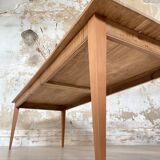 Vintage farm table with spindle legs.