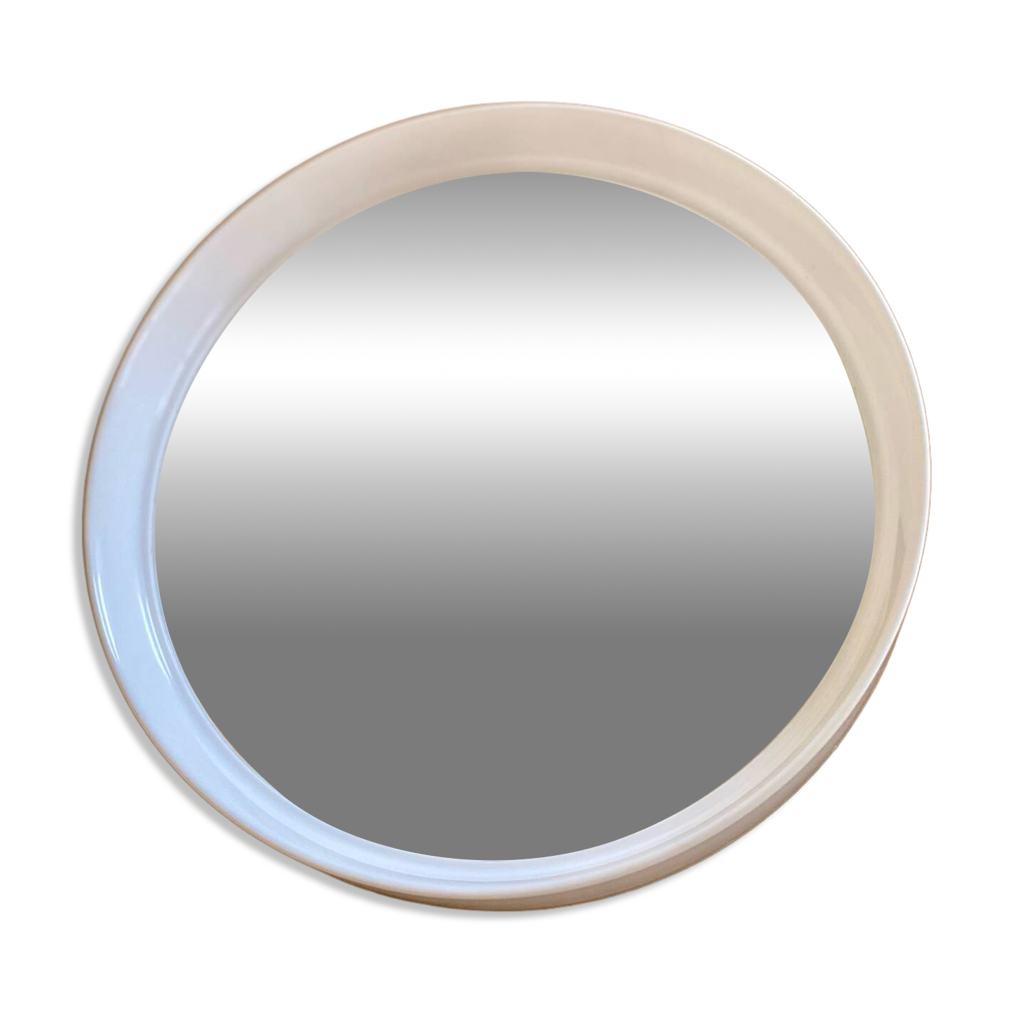 Vintage Belgian white round mirror