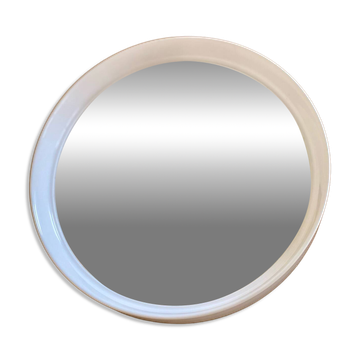 Vintage Belgian white round mirror