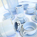 Service à café art déco en porcelaine bleu gris pâle