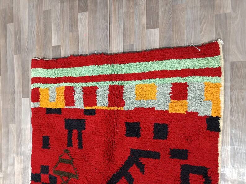 Handmade colorful wool Berber rug 200cmx200cm