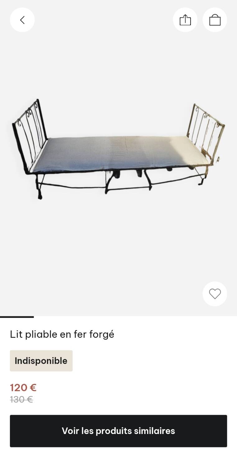 Folding wrought iron bed