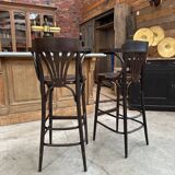 Pair of TON high stools and standing table