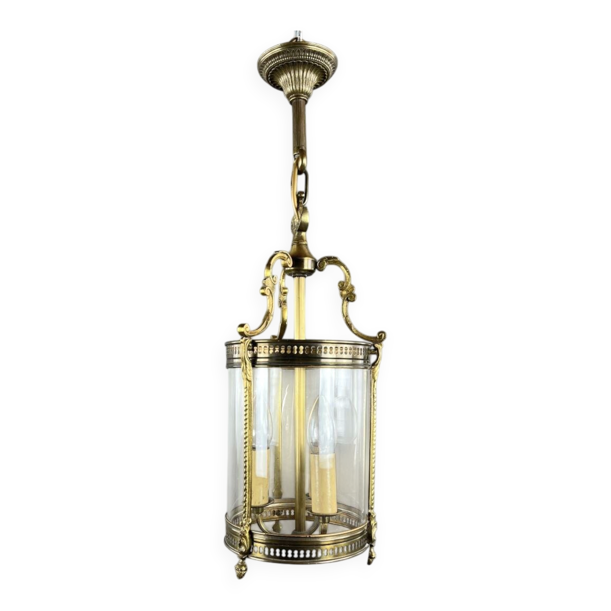 Louis XVI style lantern in bronze and glass, 20th century