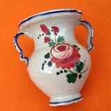 1950s Small baluster-shaped Italian ceramic vase with floral decoration