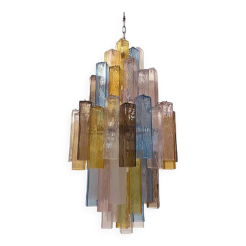 21st Century Multicolored "Squared" Murano Glass Chandelier