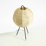 Beautiful mid-century modern tripod raffia table lamp