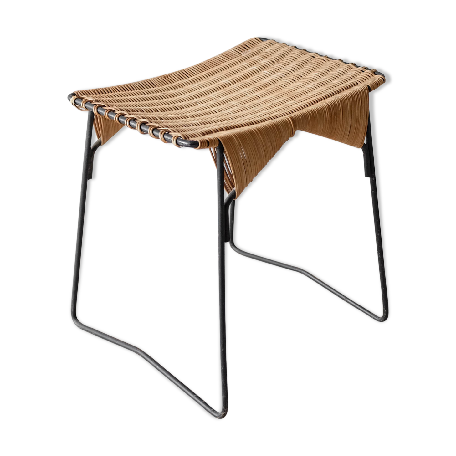 Stool metal and rattan years 60
