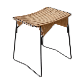 Stool metal and rattan years 60