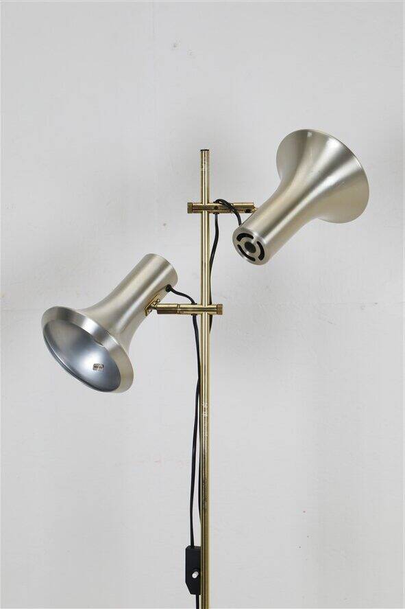 Lyskær Belysning double spot floor lamp / reading lamp / brass / 1970s / Danish modern design