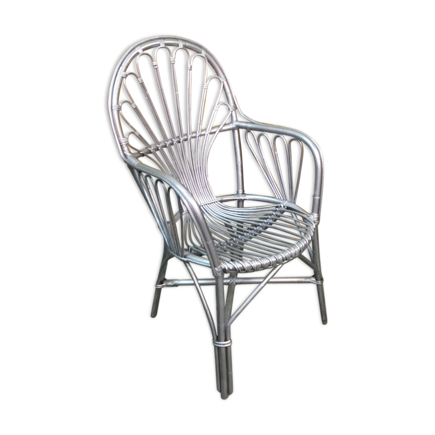 Fauteuil rotin & osier bras courbés
