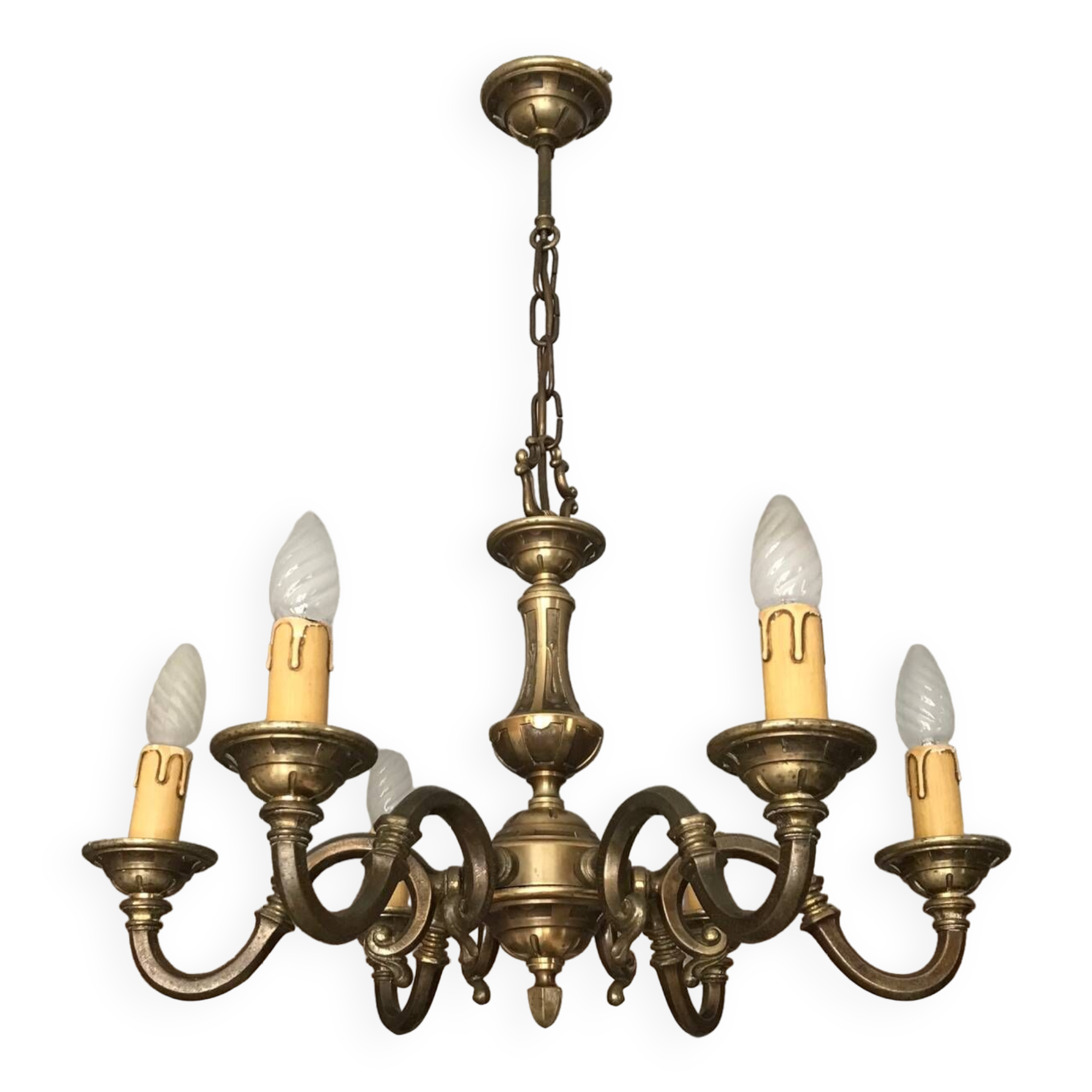 Lustre bronze 6 branches néoclassique