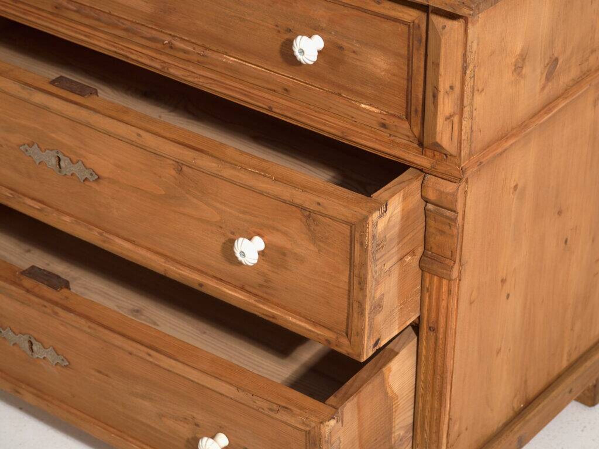 Antique solid pine chest of drawers – European rustic furniture – circa 1900