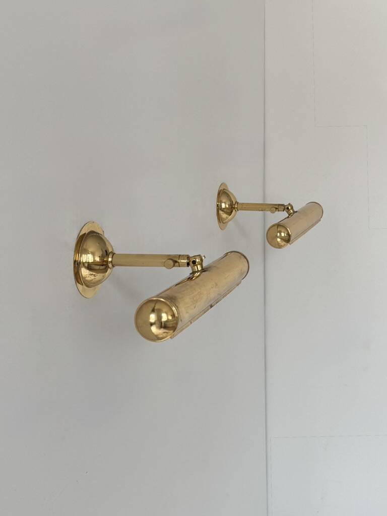 Pair of adjustable vintage brass wall lights, France, 1970.