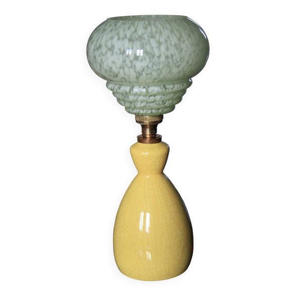 Lampe en céramique & verre de clichy ancienne