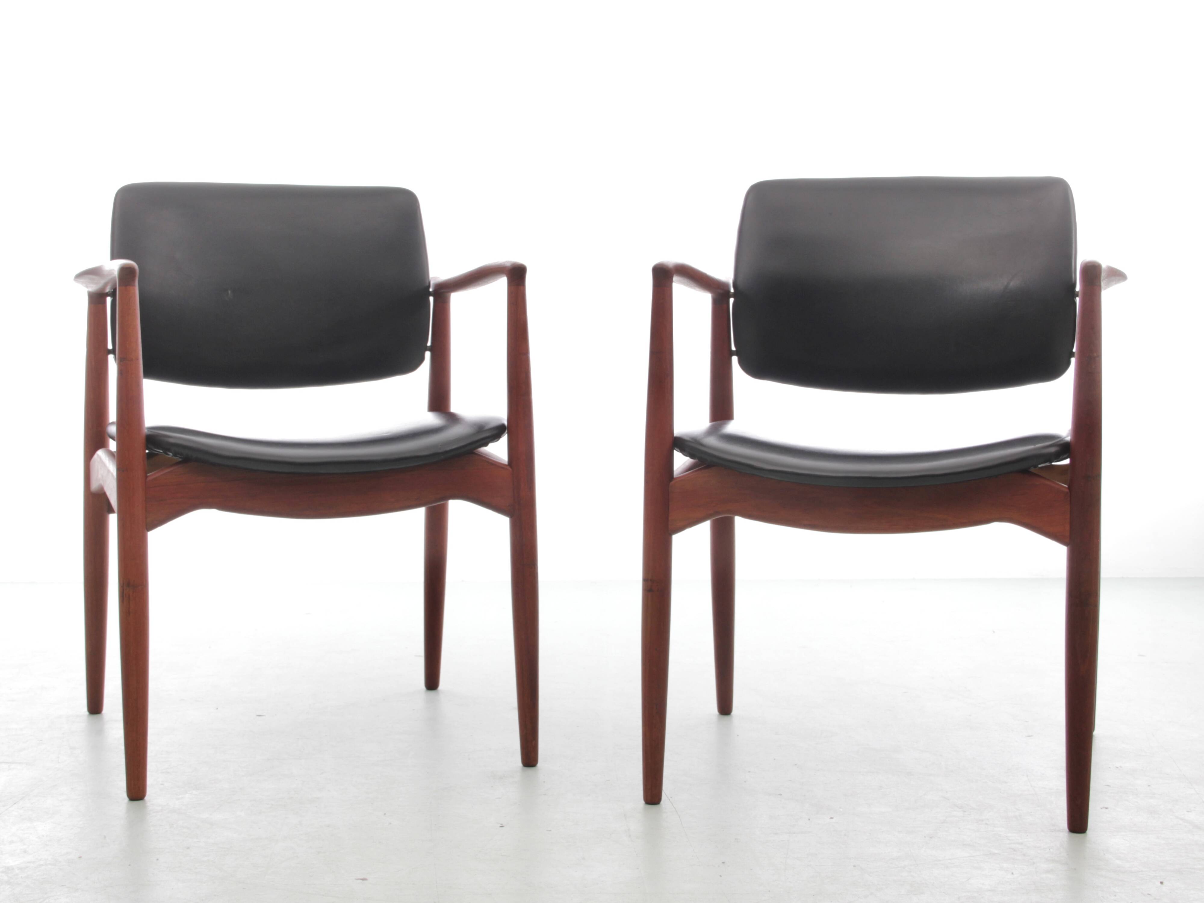 Pair of Scandinavian teak armchairs, model 66