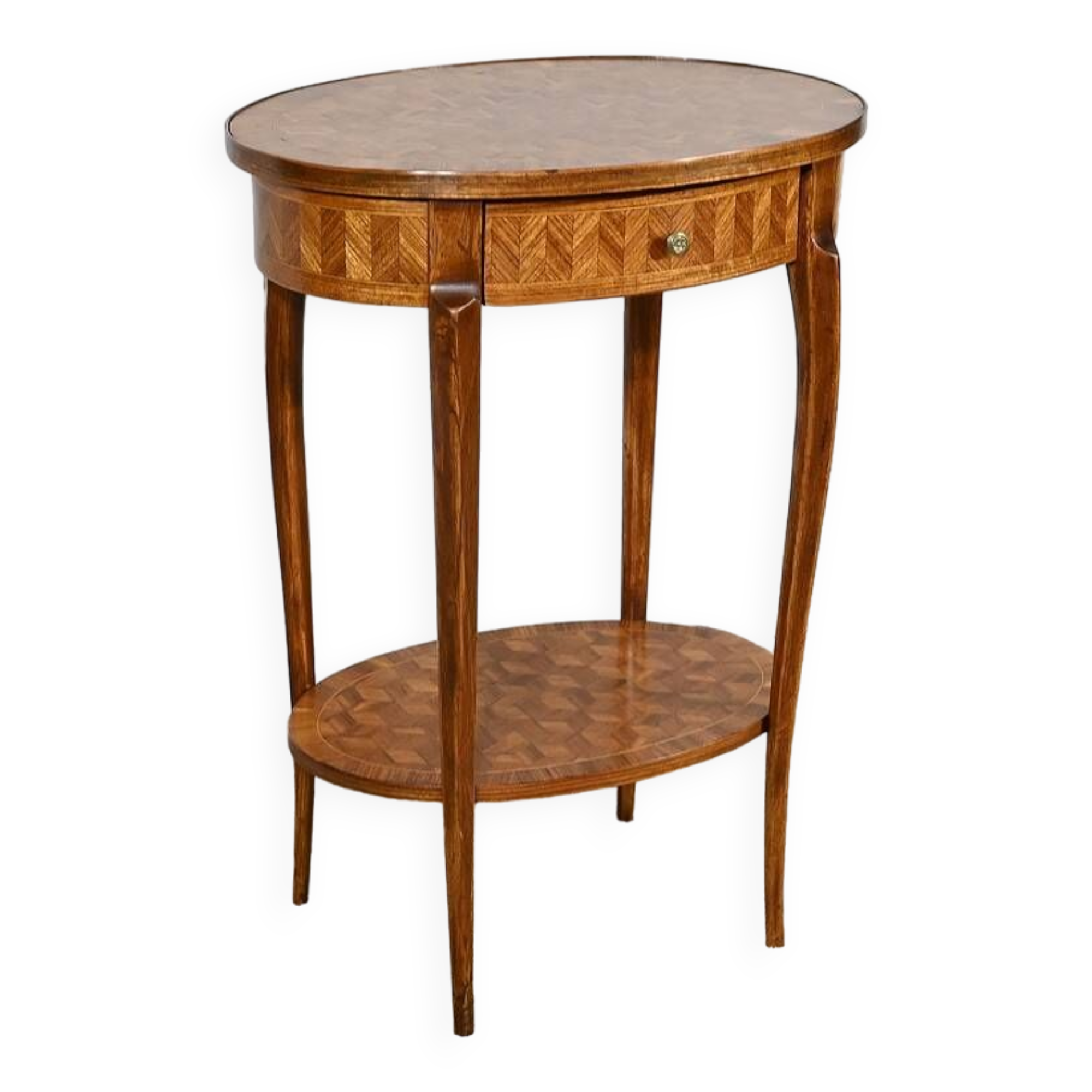 Small Marquetry Living Room Table, Louis XV / Louis XVI Transition style – 1920