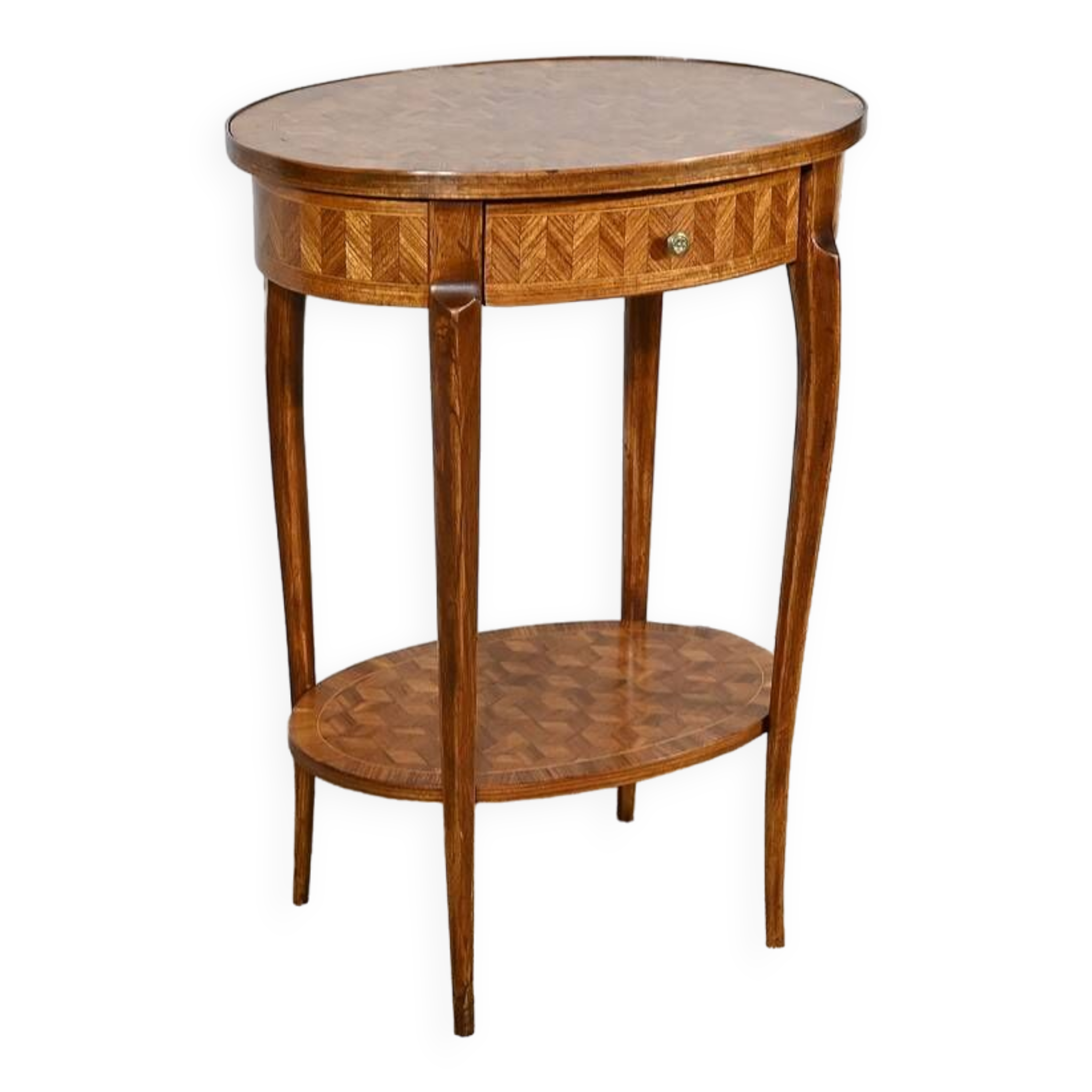 Small Marquetry Living Room Table, Louis XV / Louis XVI Transition style – 1920
