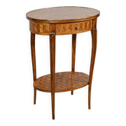 Small Marquetry Living Room Table, Louis XV / Louis XVI Transition style – 1920
