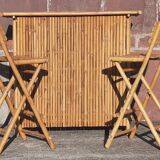 Bamboo counter or bar. (With 2 folding high chairs)