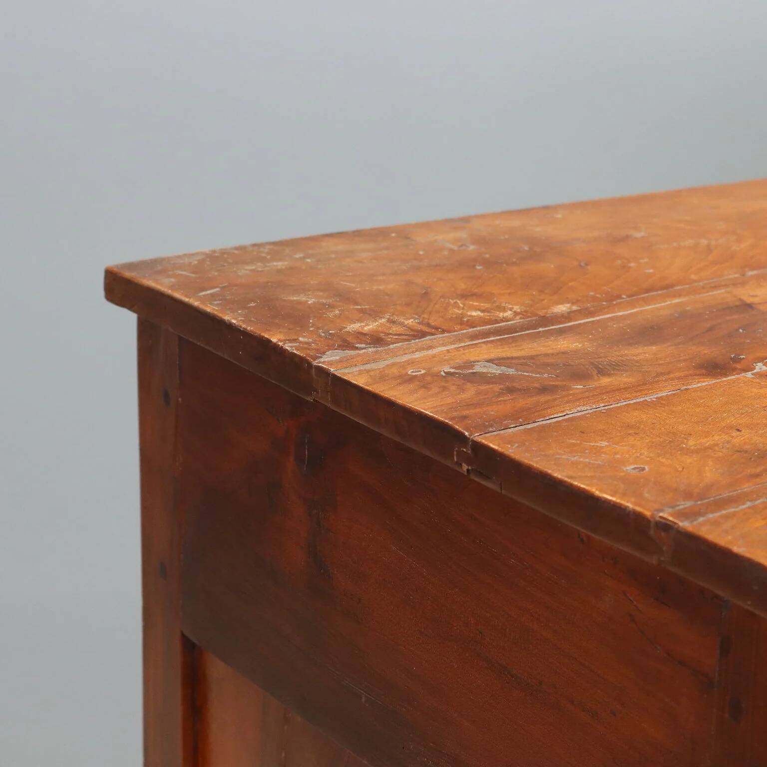 Ancient baroque walnut buffet with 3 drawers, France, 19th century