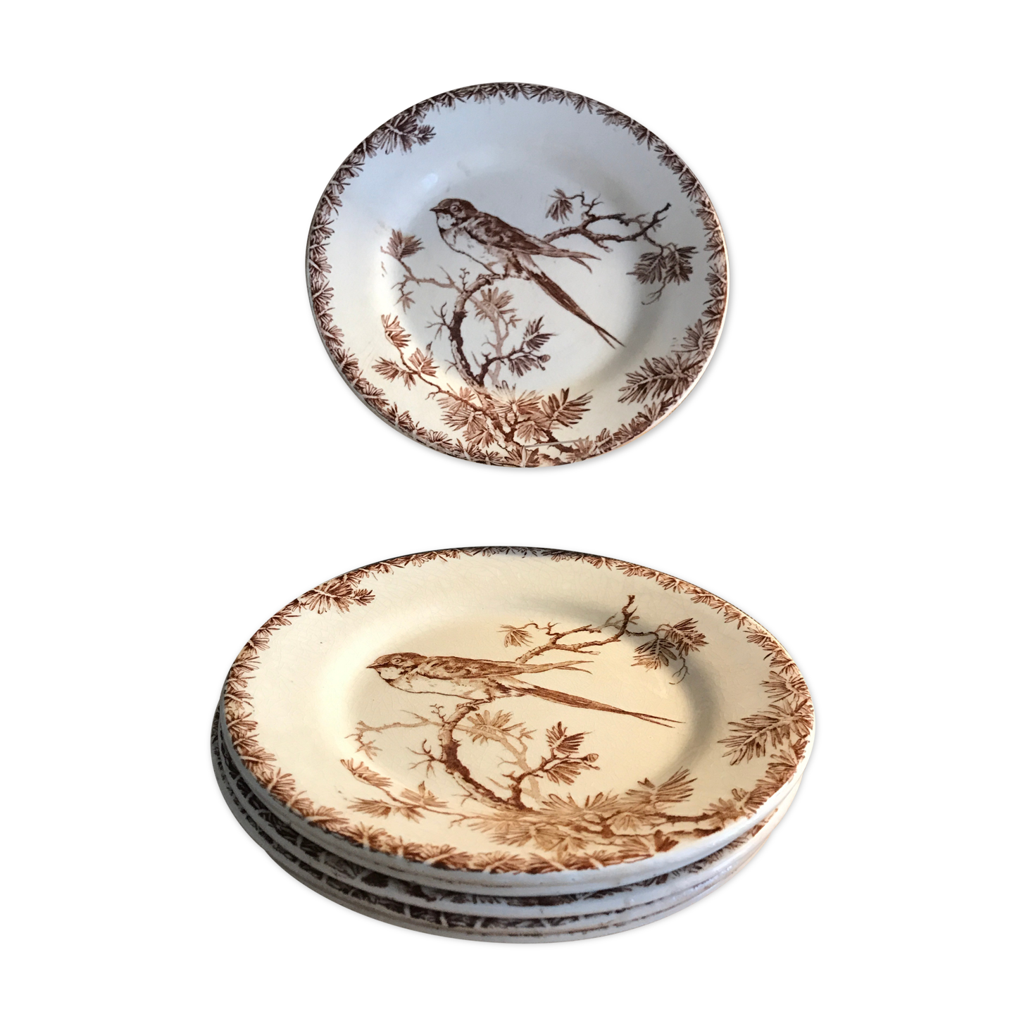 6 gien opaque porcelain dessert plates provençal style