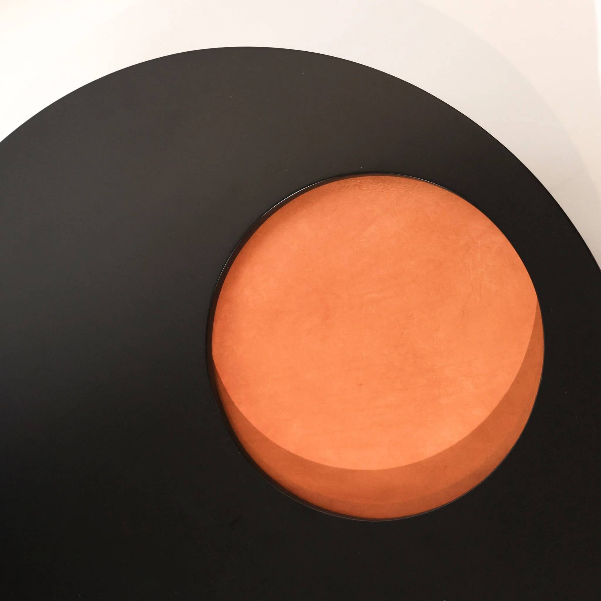 Vintage Italian postmodern round coffee table with storage.