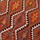 Tapis Kilim tribal rouge et orange fait main