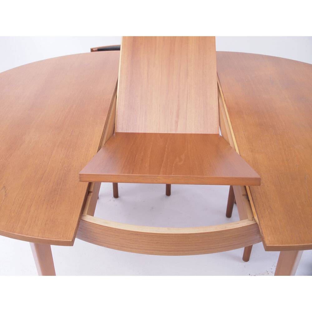 Table ronde à repas et ses 4 chaises vintage scandinave