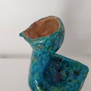 Brutalist Zoomorphic Bird Ceramic Flower Vase Signed NICOLE