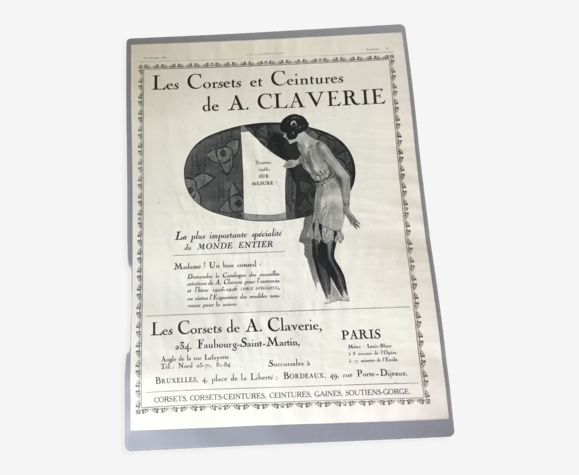 Publicité vintage à encadrer corset claverie