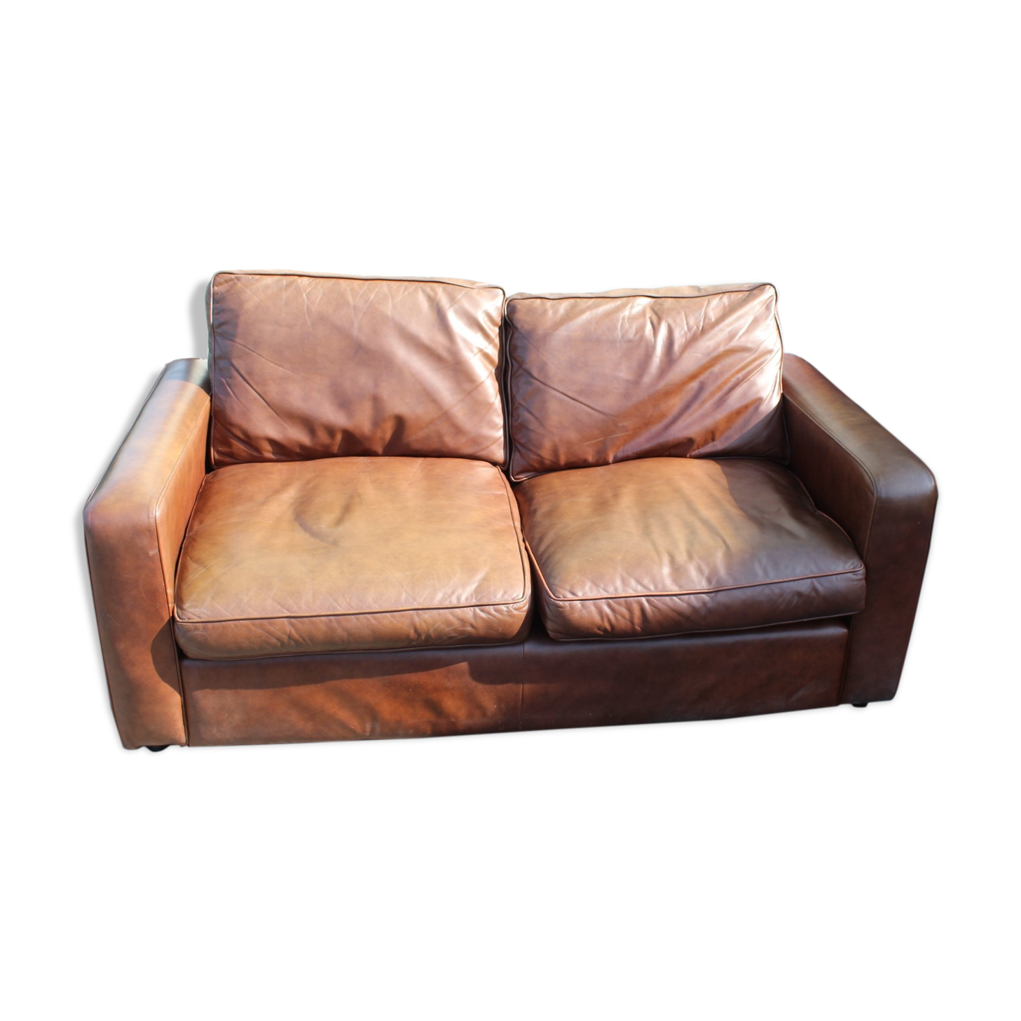 Two seater light brown sofa
