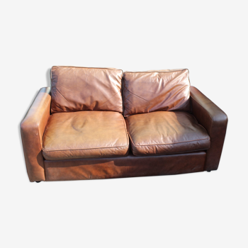 Two seater light brown sofa