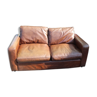 Two seater light brown sofa