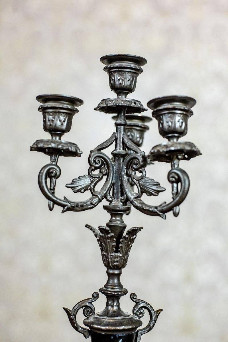 19th-Century Four-Armed Candleholders, 1890s, Set of 2
