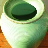 Enamelled earthenware vase with striated pattern
