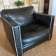 Black leather club chair