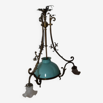 Antique chandelier with opaline globe